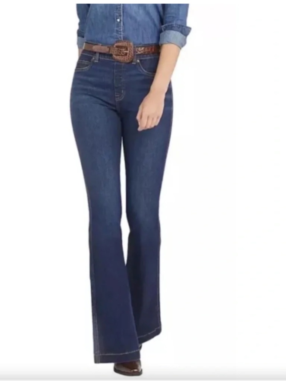 SPANX Pull-On Stretch Flare Jeans in Midnight Shade, Medium, 20327R Control